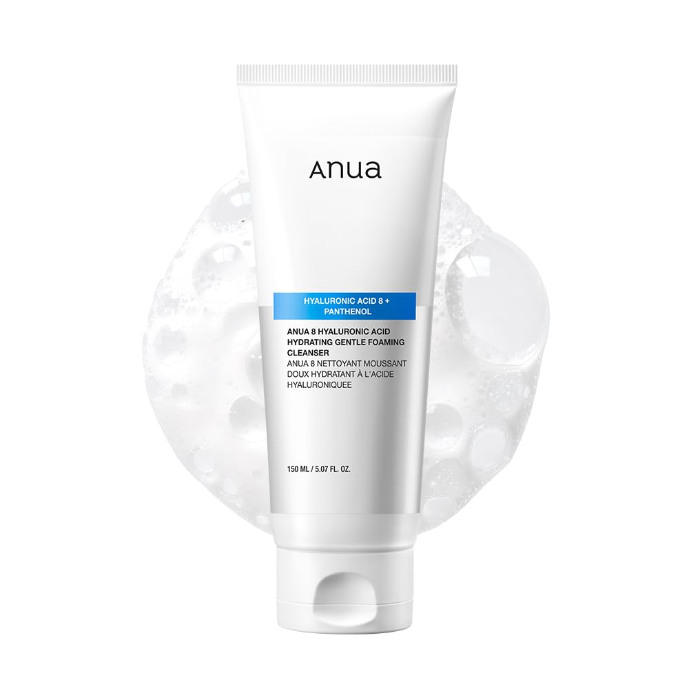 ANUA Hydrating Gentle Foaming Cleanser – Korean Face Wash with Hyaluronic Acid, Glycerin & Panthenol | Deep Clean & Moisturize for Dry Skin (150ml)
