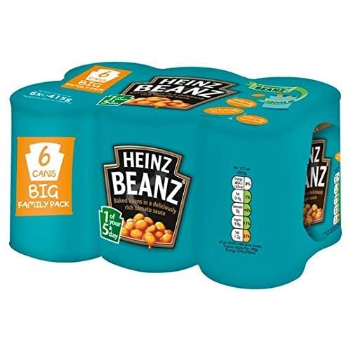 HEINZ Baked Beans in Tomato Sauce, 415 g, Pack of 6