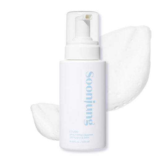 ETUDE SoonJung pH 6.5 Whip Cleanser – Gentle Hydrating Foam Face Wash for Sensitive Skin | Vegan, Non-Comedogenic, Low-pH Korean Cleanser (150ml)