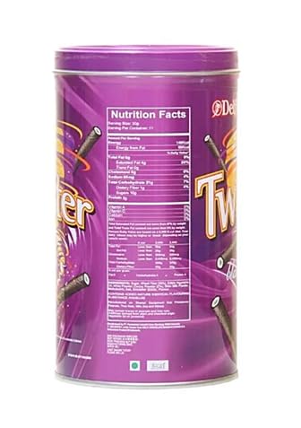 Delfi Twister Black Wafer Roll | Crispy Chocolate Wafer Sticks with Vanilla Cream | 320g Resealable Tin (Imported, Vegetarian)