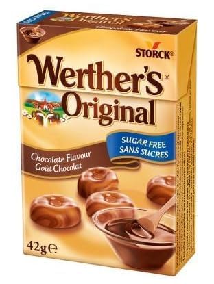 Werther’s Original Sugar-Free Chocolate Candies – German Caramel Treats, Pack of 2 (42g Each, Imported)