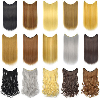 LuxuryGlow 22" Invisible Wire Hair Extensions – No Clips, Silky Straight Hairpiece