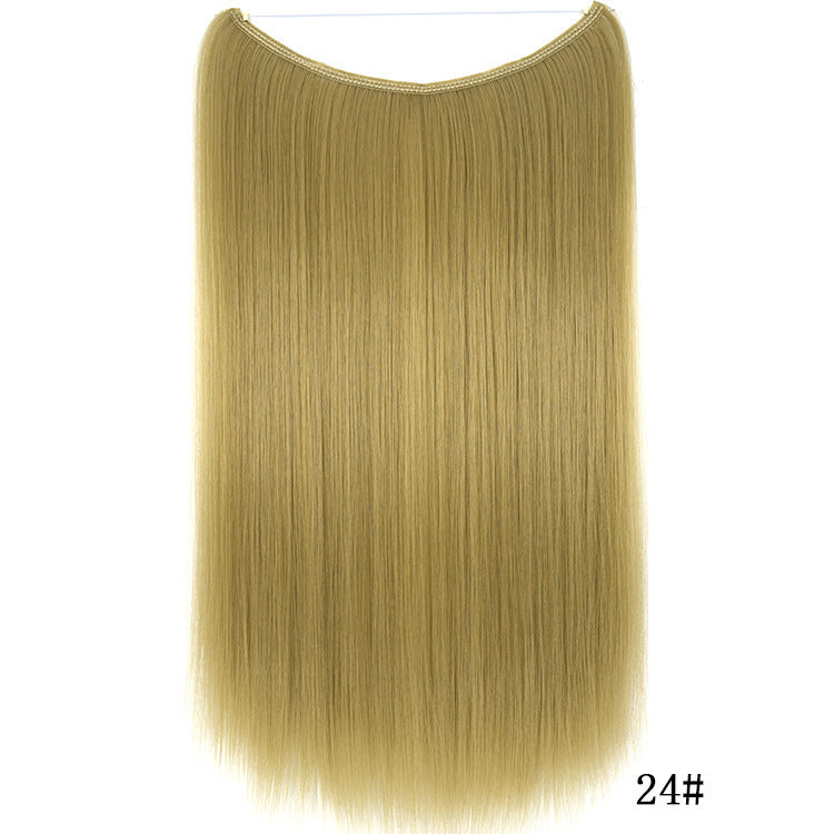 LuxuryGlow 22" Invisible Wire Hair Extensions – No Clips, Silky Straight Hairpiece