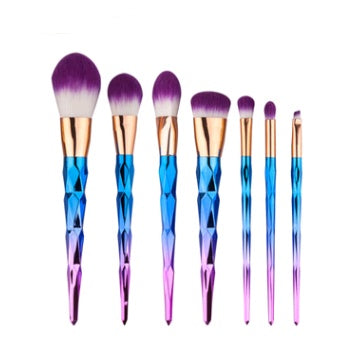 LuxuryGlow 7-Piece Diamond Makeup Brush Set – Foundation, Eyes, Highlight & More