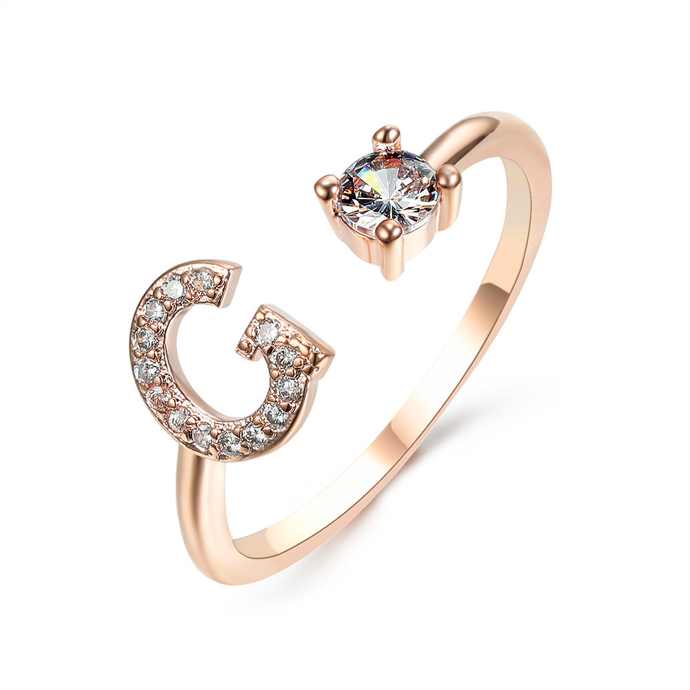 New Design Adjustable 26 Initial Letter Ring Fashion Jewelry For Women Simple Elegant Jewelry - LUXURY GLOW