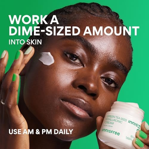 Innisfree Green Tea Seed Hyaluronic Acid Cream – Hydrating Korean Moisturizer with Ceramides & Barrier Boosting Complex (1.69 fl. oz)