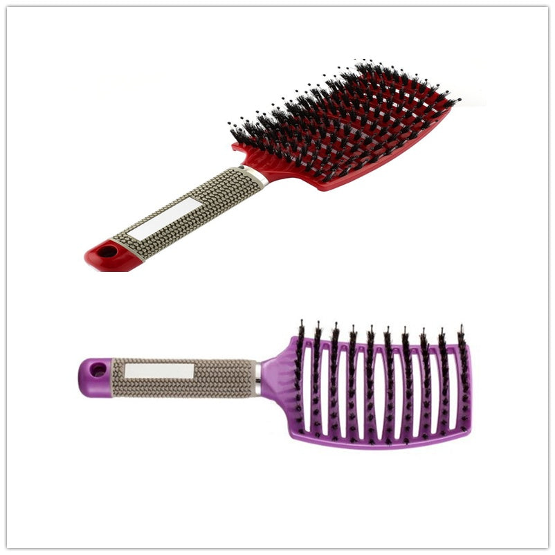 Cepillo desenredante antienredos LuxuryGlow: masajeador del cuero cabelludo y peine de cerdas para mujeres