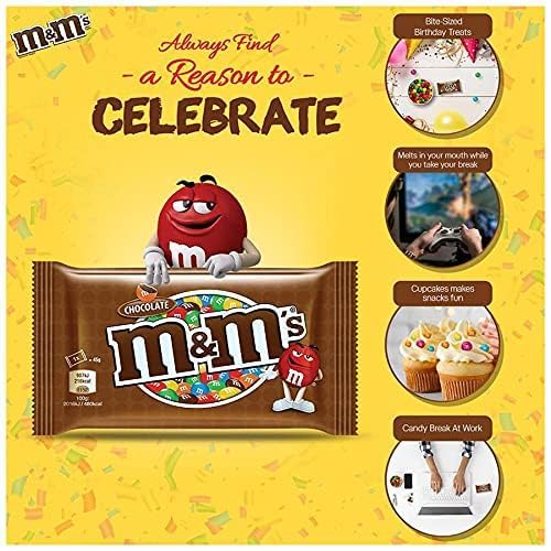 M&Ms Milk Chocolate Candies – Colorful Candy Coated Treats | 45g Pack of 2 (Imported from UK)