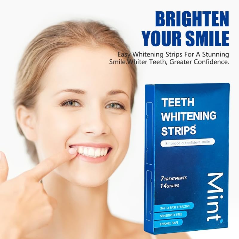 OHOO Teeth Whitening Strips – 14 Strips, 7-Day Mint Treatment | Enamel-Safe, Stain Removal, Sensitivity-Free