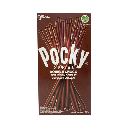 Pocky Double Choco Cream Biscuit Sticks – Chocolate-Covered Snack | 47g (Vegetarian, Imported)