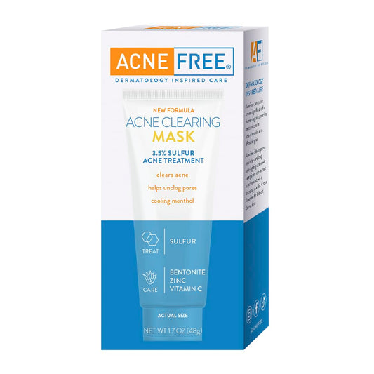 AcneFree Acne Clearing Mask – 3.5% Sulfur Treatment with Vitamin C, Bentonite & Zinc – Absorbs Oil, Unclogs Pores & Reduces Breakouts, 1.7 oz