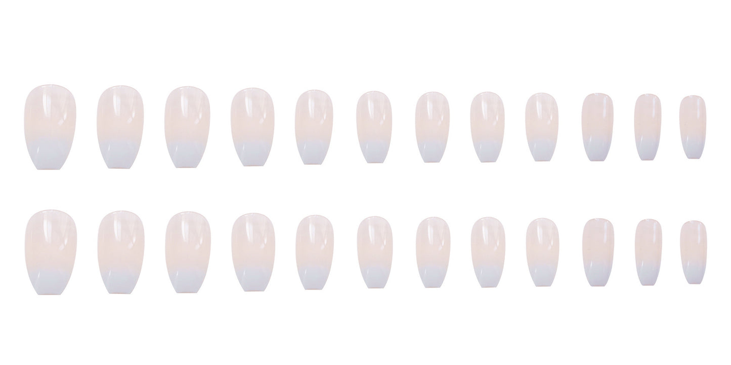 أظافر صناعية قابلة للارتداء من LuxuryGlow Ballet White Gradient - مجموعة من 24 قطعة