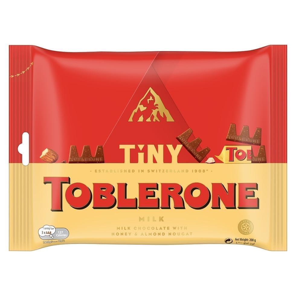 Toblerone Tiny Swiss Milk Chocolate – Honey & Almond Nougat Bites | 200g Individually Wrapped (Imported from Switzerland)