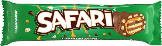 Gandour Safari Caramel Crunch Chocolate Bars – Crispy Wafers in Milk Chocolate, 22g x 12 Imported