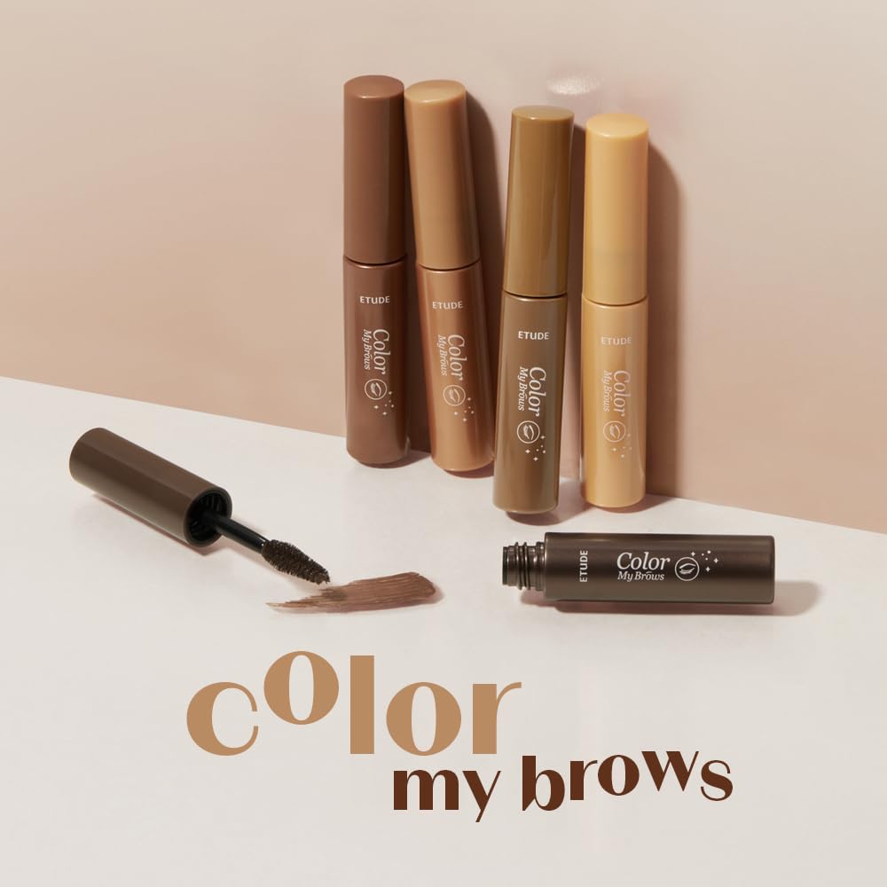ETUDE Color My Brows – Natural 3D Brow Mascara with Beeswax & Carnauba Wax | Long-Lasting, Moisturizing, Smudge-Free Eyebrow Tint (Rich Brown)