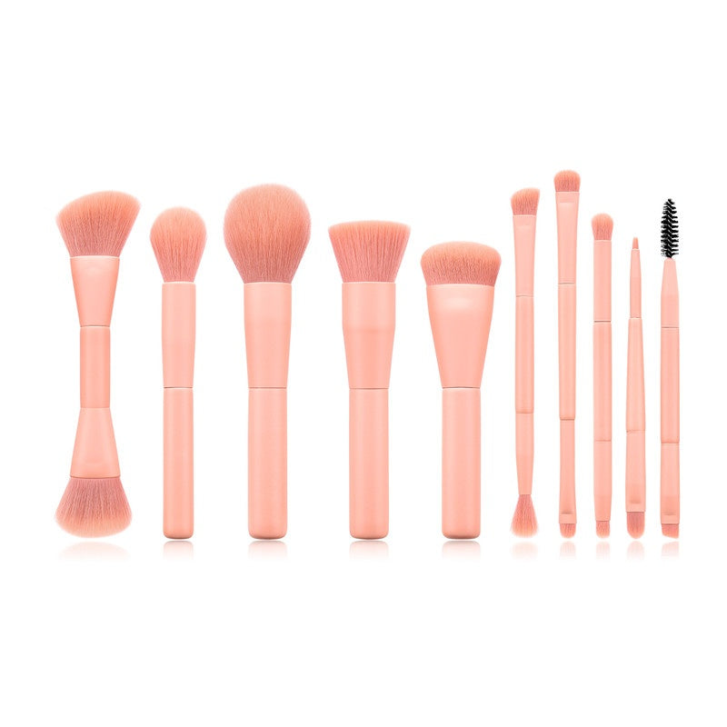 LuxuryGlow 10-Piece Professional Makeup Brush Set – Soft Nylon Bristles & Wooden Handles