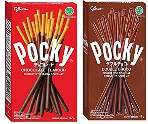 Glico Pocky Biscuit Sticks Combo Pack – 2 Flavours (Chocolate & Double Choco) – 47g Each | Imported Japanese Snack