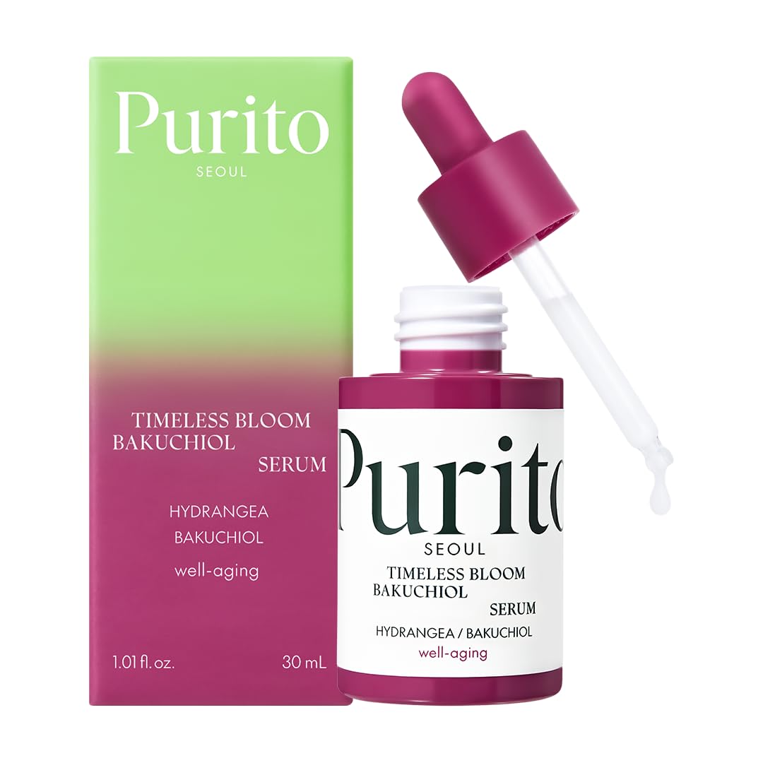 PURITO Seoul Timeless Bloom Bakuchiol Serum | Anti-Aging, Fine Line & Wrinkle Care | Korean Hydrangea, Sensitive Skin-Friendly, 30ml