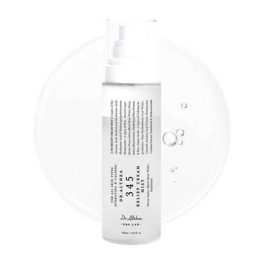 Dr.Althea 345 Relief Cream Mist – Hydrating Vegan Facial Mist with Rice Extract & Hyaluronic Acid, Soothing Care for Sensitive Skin, 3.38 fl oz
