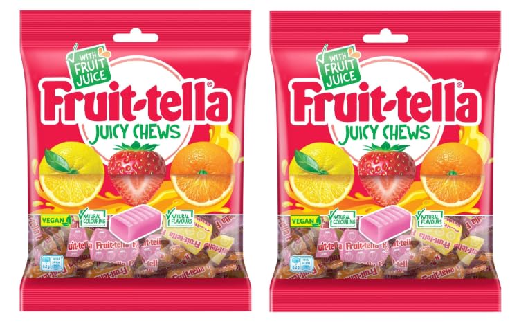 Fruittella Juicy Chews – Assorted Chewy Candy with Real Fruit Juice 135g (Pack of 2, UK Imported)