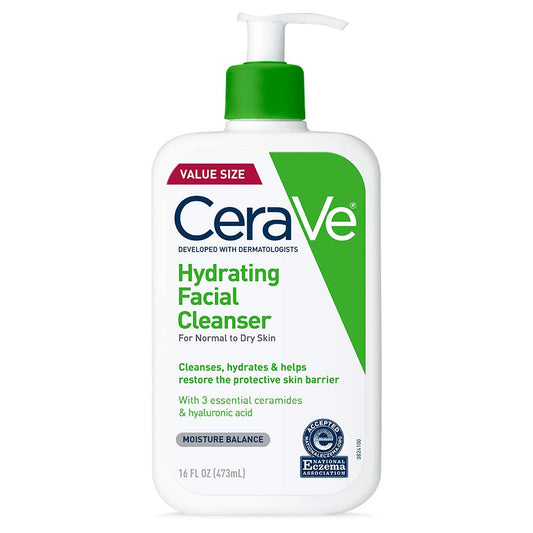 Limpiador facial hidratante CeraVe | Limpiador facial hidratante diario con ácido hialurónico y ceramidas | Para piel normal a seca | 473 ml
