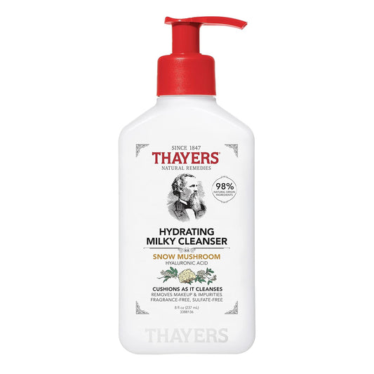 Limpiador facial hidratante THAYERS con hongo de nieve y ácido hialurónico | Limpiador facial suave y sin fragancia para piel seca y sensible, 236 ml