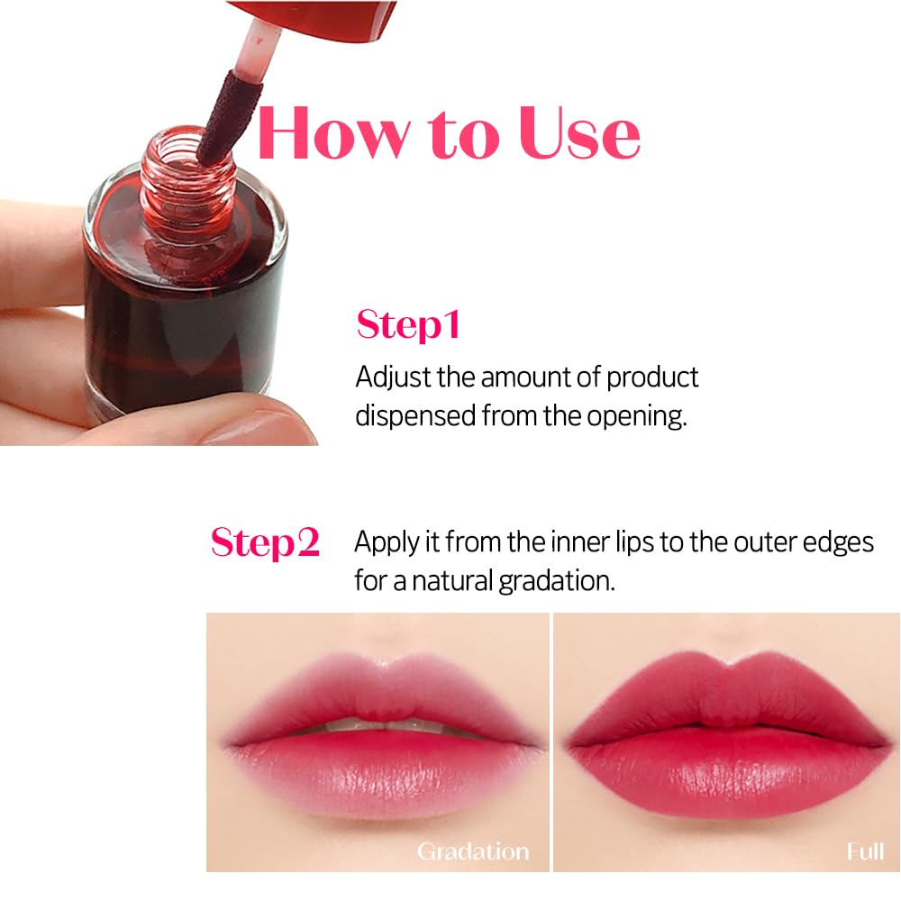 ETUDE Dear Darling Water Tint – Cherry Ade | Vivid, Smudge-Proof & Hydrating Lip Stain | Lightweight Korean Lip Tint (9g)