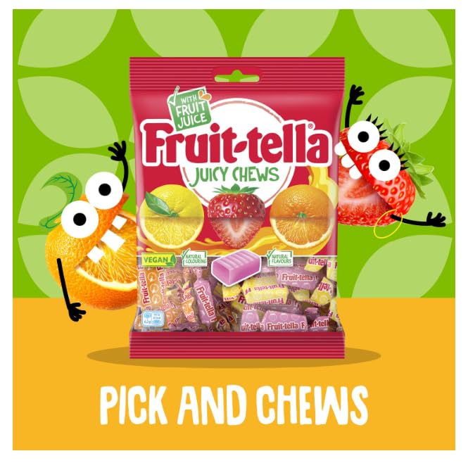 Fruittella Juicy Chews – Assorted Chewy Candy with Real Fruit Juice 135g (Pack of 2, UK Imported)