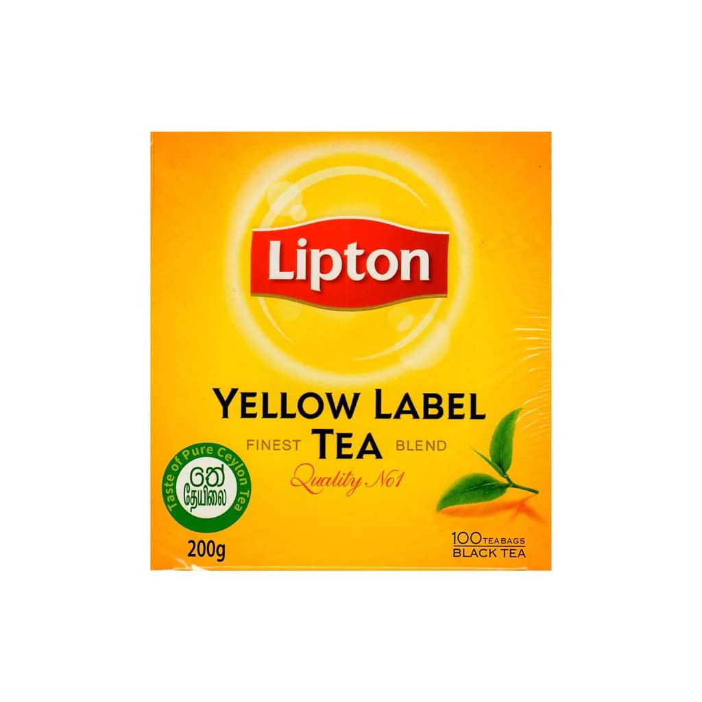 Lipton Yellow Label Black Tea – 100 Enveloped Tea Bags, 200g (Imported)