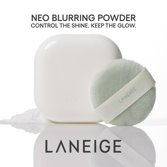 LANEIGE Neo Blurring Powder | Korean Oil-Control Compact with Pore Blurring, Smoothing Finish & Travel-Friendly Packaging (Clear, 0.18oz)