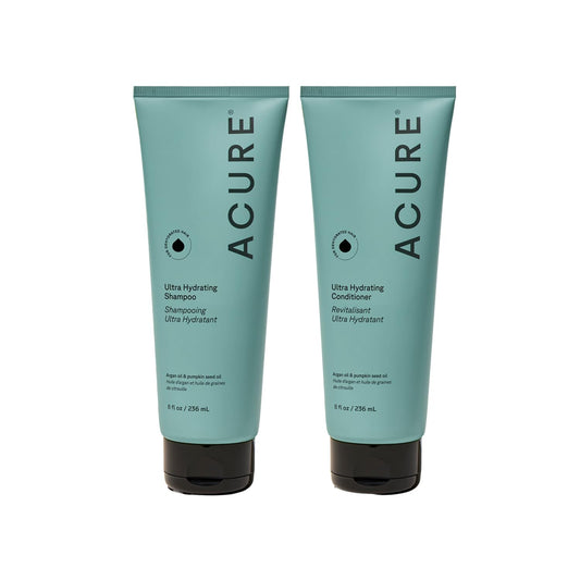 Acure Ultra Hydrating Shampoo & Conditioner Set – Argan Oil & Pumpkin Seed Oil – Vegan, Sulfate-Free, Moisturizing Hair Care for Dry & Damaged Hair (2 Pack)