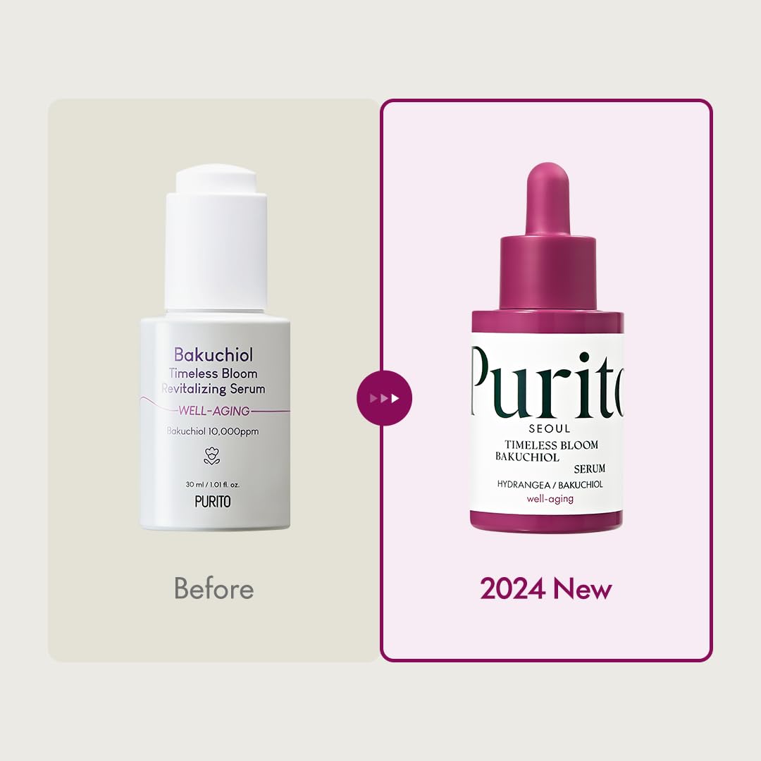 PURITO Seoul Timeless Bloom Bakuchiol Serum | Anti-Aging, Fine Line & Wrinkle Care | Korean Hydrangea, Sensitive Skin-Friendly, 30ml