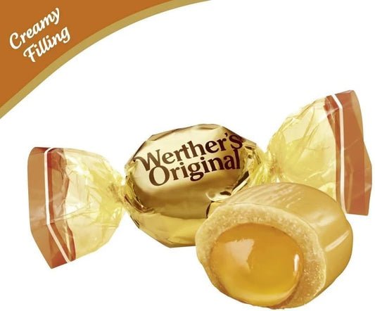 Werther’s Original Creamy Filling Butter Candies – Caramel Cream Filled Toffees 110g (Imported)