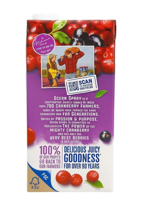 Ocean Spray Cranberry & Blackcurrant Juice Drink – Rich in Vitamin C & Antioxidants (1L, USA Imported)