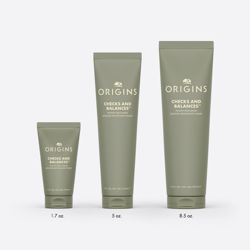 Origins Checks and Balances Frothy Face Wash – Gentle Mint Cleanser for All Skin Types (5 oz)