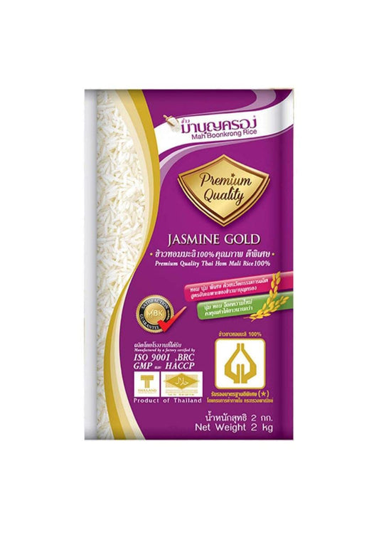 Mah Boonkrong Thai Jasmine Gold Rice – Premium Hom Mali Fragrant Long Grain (2Kg × 3 Pack, Product of Thailand)