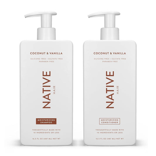 Native Coconut & Vanilla Shampoo & Conditioner Set – Moisturizing, Sulfate-Free, Vegan Hair Care for All Hair Types (2-Pack)