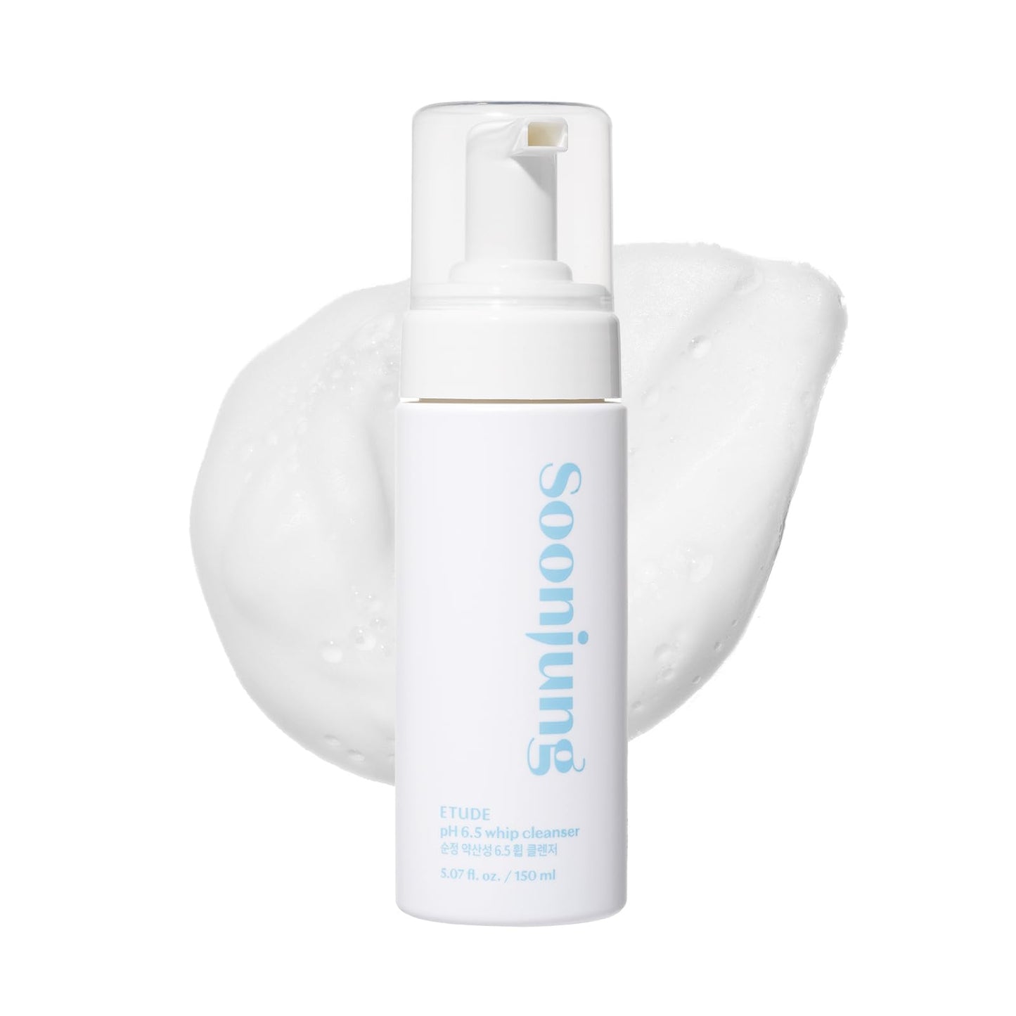 ETUDE SoonJung pH 6.5 Whip Cleanser – Gentle Hydrating Foam Face Wash for Sensitive Skin | Vegan, Non-Comedogenic, Low-pH Korean Cleanser (150ml)