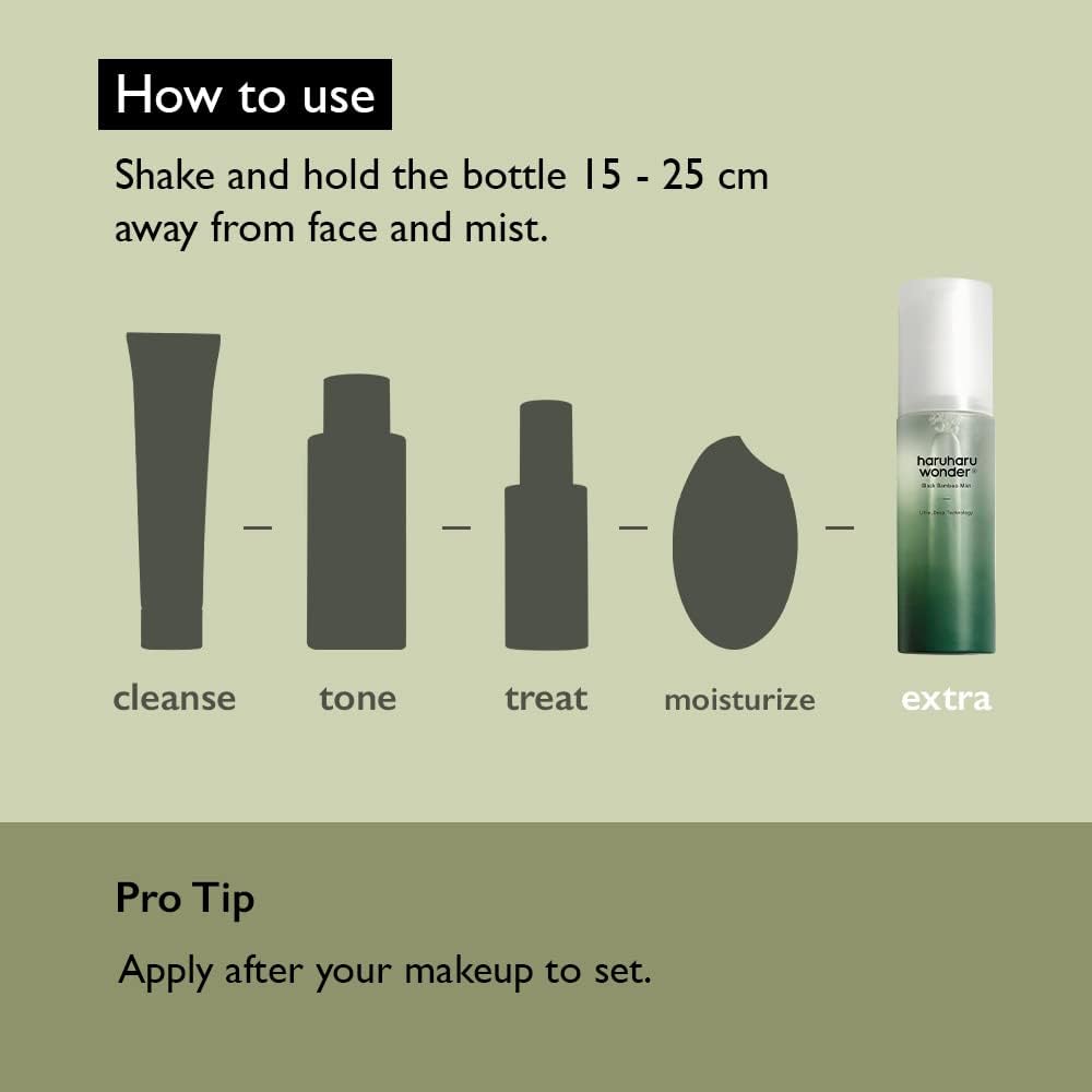 Haruharu Wonder Black Bamboo Mist – Hydrating & Firming Face Spray with Black Rice & Ginseng for Radiant, Smooth Skin – Vegan Korean Skincare – 2.7 fl oz