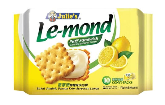 Julie's Le-mond Lemon Puff Sandwich Biscuits 170g – Imported Cream Filled Snack