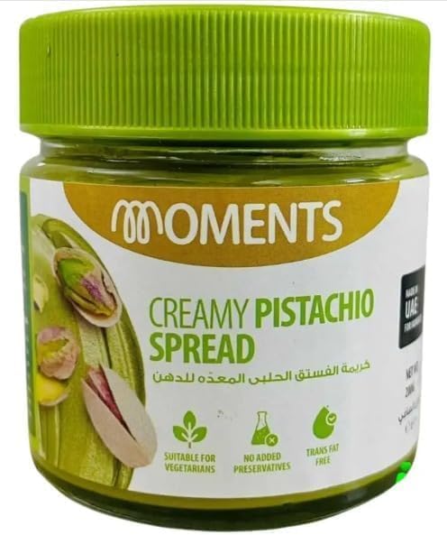 Moments Kunafa Pistachio Spread | Creamy Pistachio & Sweet Kunafa Fusion | 200g Jar (Imported, Vegetarian, No Trans Fat)