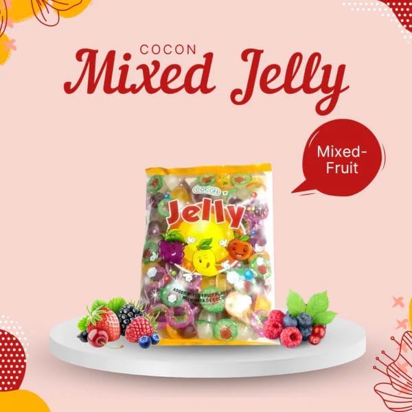 Cocon Jelly Exotic Mix Fruit Flavoured Jelly with Nata De Coco – 300g Pouch (Malaysia Import)