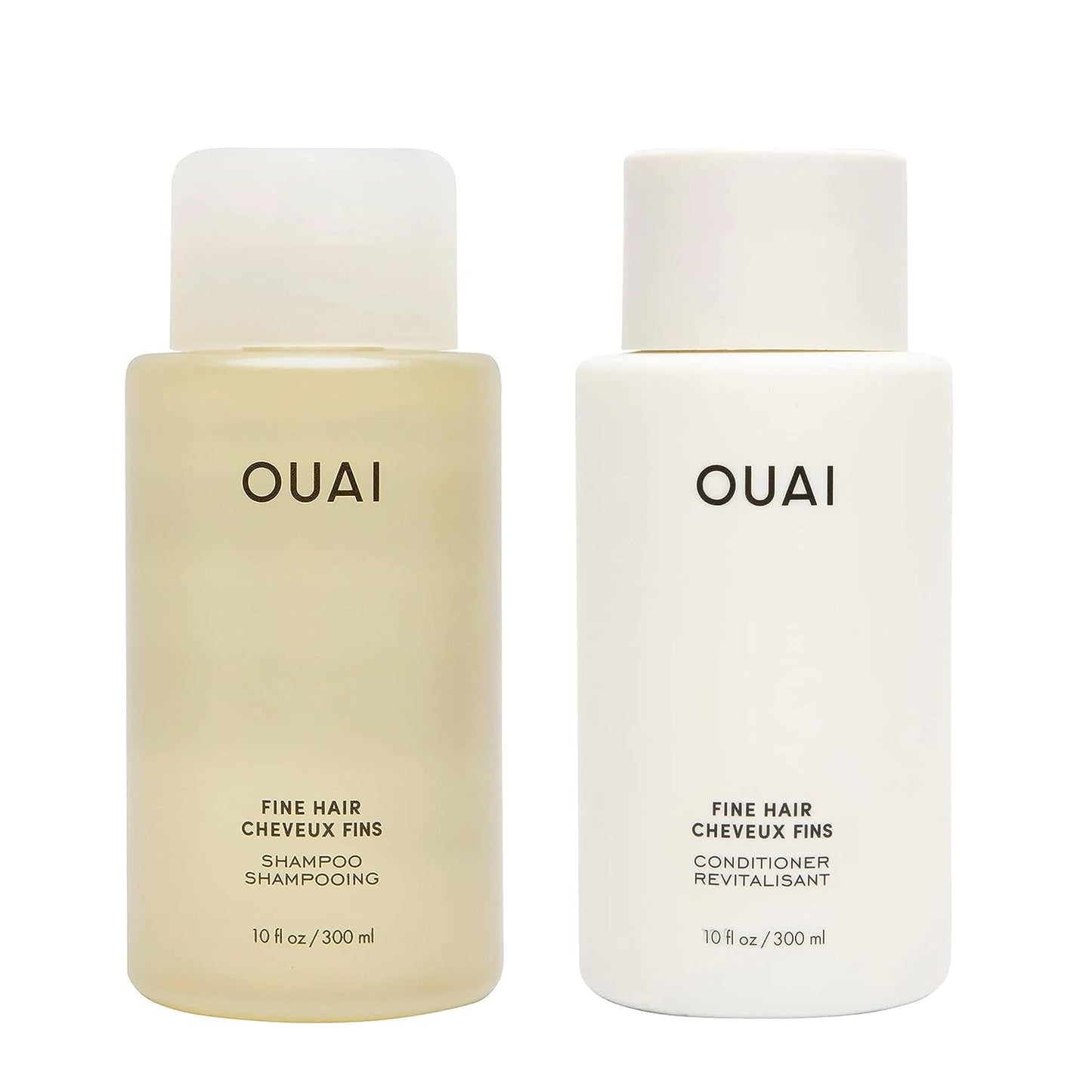 OUAI Fine Shampoo & Conditioner Set – Sulfate-Free Volumizing Hair Care with Keratin, Shea Butter & Avocado Oil – For Fine, Flat Hair (10 fl oz, 2 Pack)