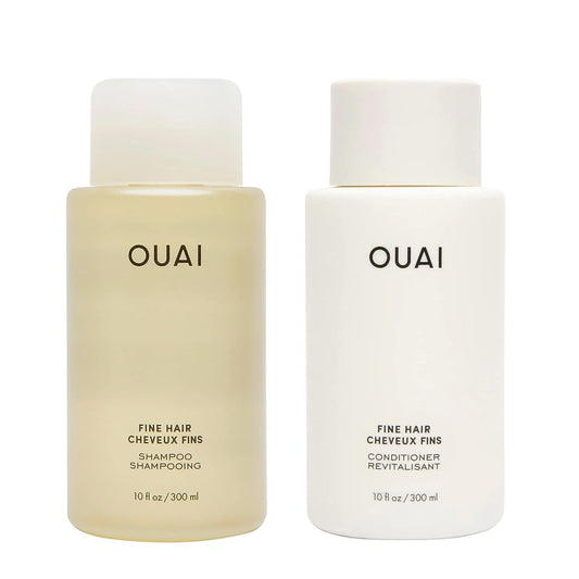OUAI Fine Shampoo & Conditioner Set – Sulfate-Free Volumizing Hair Care with Keratin, Shea Butter & Avocado Oil – For Fine, Flat Hair (10 fl oz, 2 Pack)