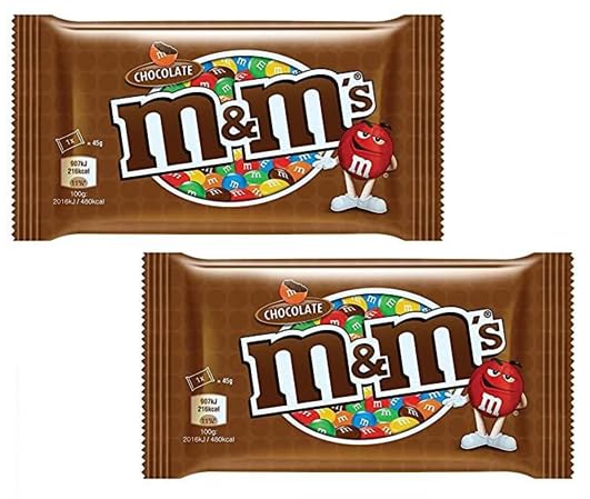 M&Ms Milk Chocolate Candies – Colorful Candy Coated Treats | 45g Pack of 2 (Imported from UK)