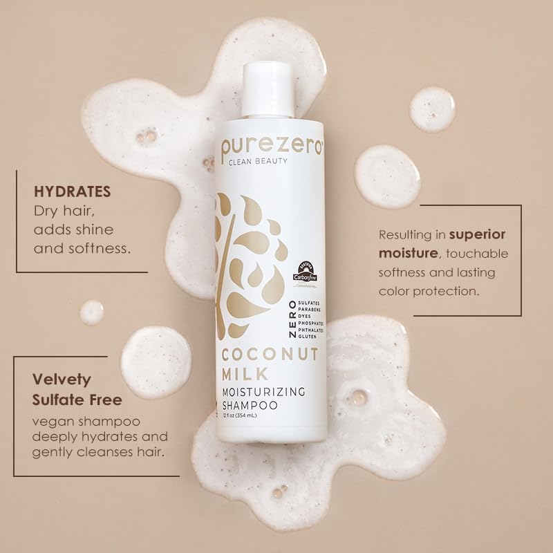 Purezero Coconut Milk Shampoo & Conditioner Set – Vegan, Sulfate-Free, Hydrating & Anti-Frizz Hair Care