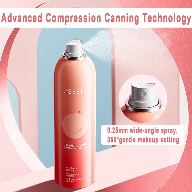 ZEESEA Vitamin C Makeup Setting Spray – Hydrating, Waterproof, Long-Lasting 16H Fixer Mist (100ml / 3.52oz)