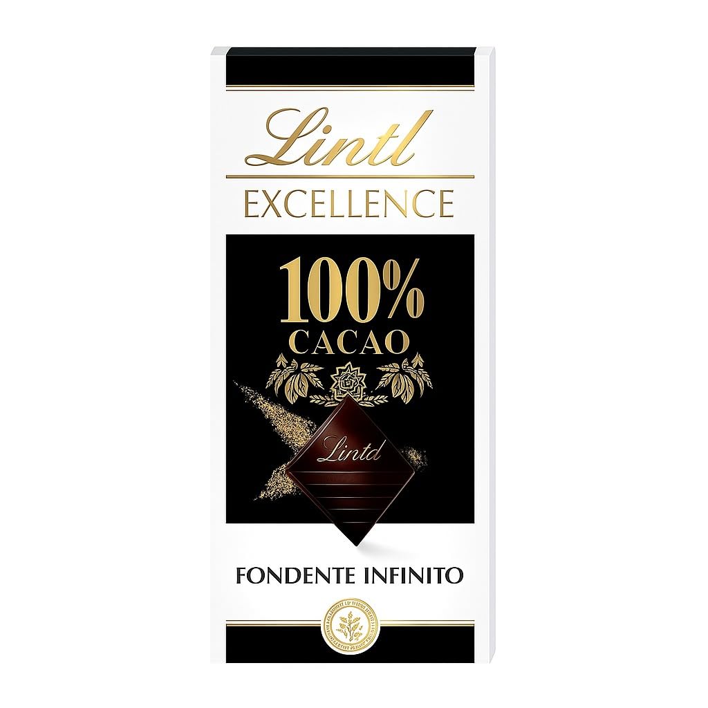 Lindt Excellence 100% Cacao Dark Chocolate Bar (50g) | Pure Intense Cocoa | Premium Swiss Vegan Chocolate for True Connoisseurs