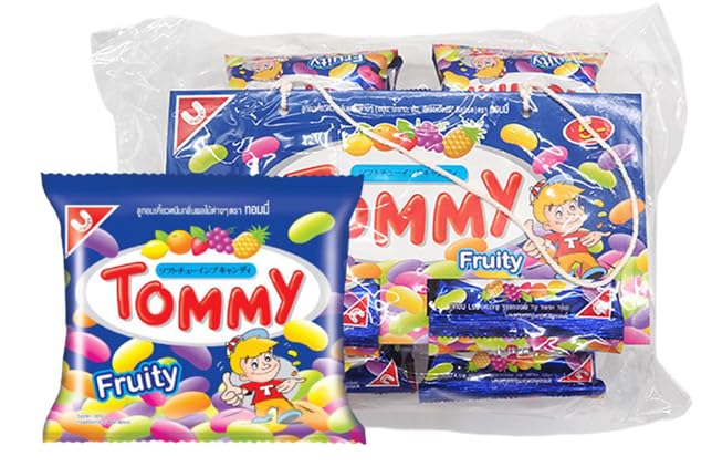 Tommy Fruity Jelly Beans | Assorted Fruit Flavoured Soft Chewy Candy | 6 Pouches x 15g (Imported, Vegetarian)
