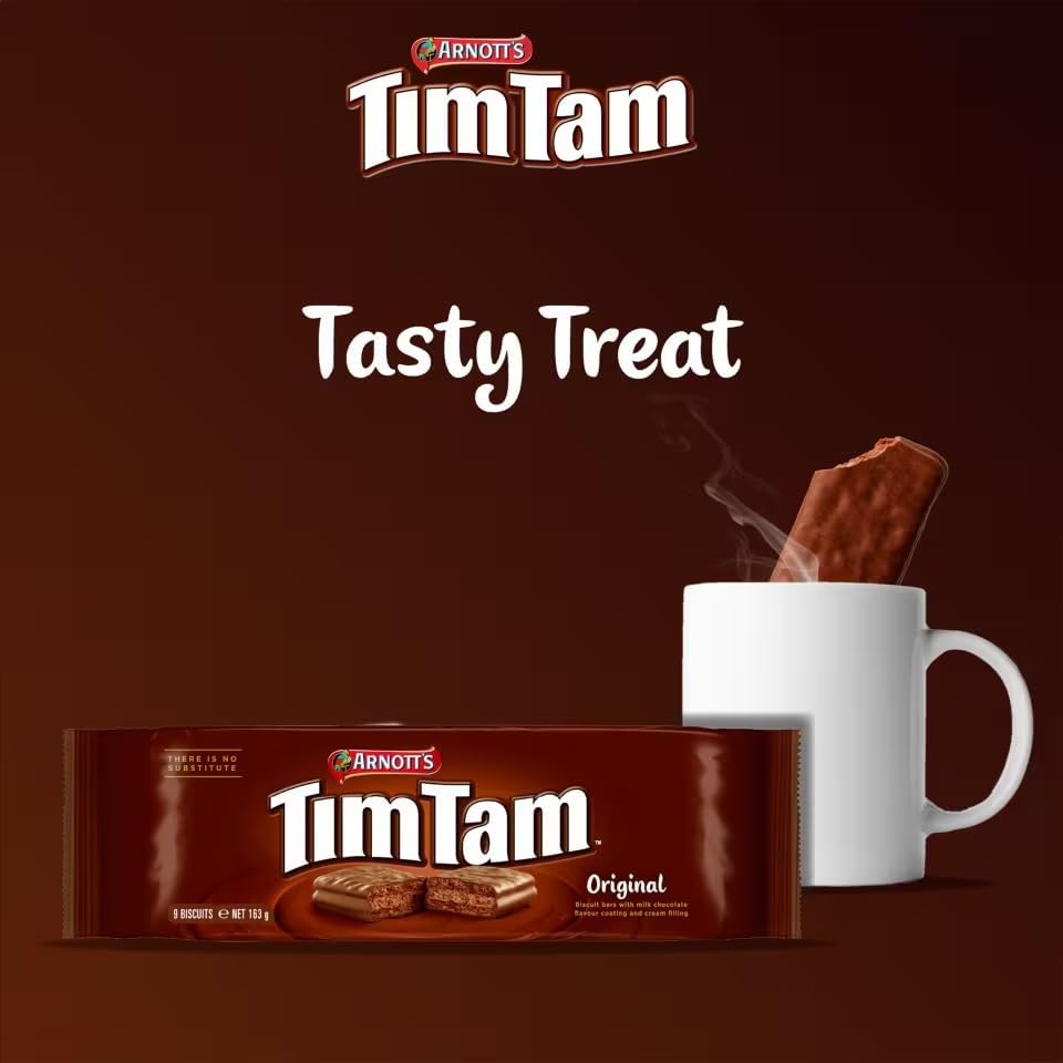 Arnott’s Tim Tam Original Biscuits 163g × 2 – Crunchy Chocolate Cream Sandwich (Imported, Australia)